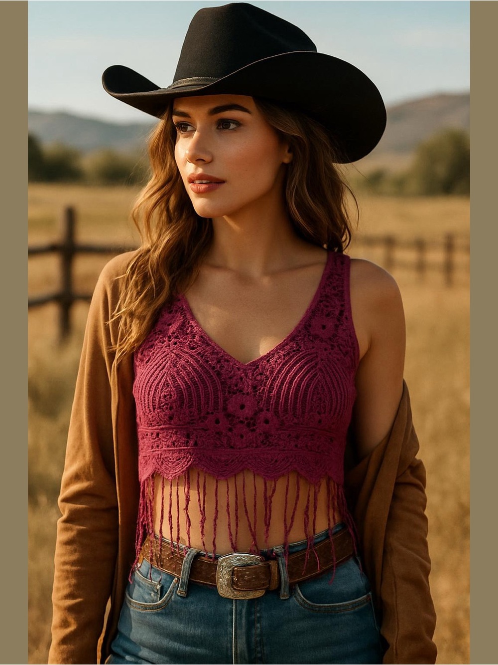 Women’s Crochet Crop Fringe Top Size XS Festival Rodeo Coastal Cowgirl Boho